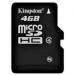 Флеш карта Kingston class 4 (SDC4/4GB) micro SDHC, 4 Гбайт