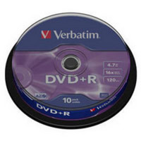 Диск DVD + R Verbatim 4.7Gb 16X CakeBox 10шт Silver (43498)