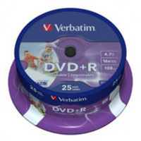Диск DVD + R Verbatim 4.7Gb 16X CakeBox 25шт Silver (43500)