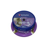 Диск DVD + R Verbatim 4.7Gb 16X CakeBox 25шт LightScribe (43676)
